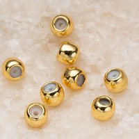 20pcs 18K Gold Plated Stopper Beads Insert Silicon Round Length Adjust Spacer Beads for DIY Bracelet Jewelry Making Findings
