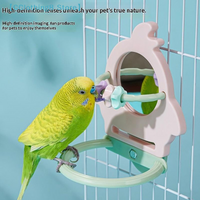 Interactive Little Bird Relieve Boredom Mirror Toy Parrot Grinding Teeth Stand Pole Stand Gnawing Bird Toy Birdcage 【AliS8】