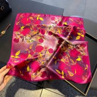 53cm New 100% Real Silk Satin Women Scarf Flower Printed Foulard Femme Square Head Scarfs Bandana Shawl For Lady Hijab