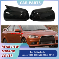 1Pair Side Rearview Mirror Cover For Mitsubishi Lancer X 10 EX EVO 2008-2012 Ox Horn Mirror Cover Cap Trim tools Car Accessories