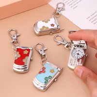 1Pc Fashion Retro Cute Backpack Pendant Flip Phone Keychain Watch Hanging Watch Creative Gift