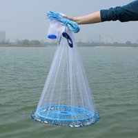 Disc-shaped hand-thrown monofilament fishing net, easy to cast, anti-tangle design, suitable for rivers, lakes, and ponds.