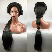 Halloween Women Aladdin Princess Jasmine wig Black Long styled Braided wig Role Play costumes