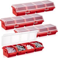 Plastic Divided Storage Containers Plastic Hardware Organizer Box with Locks with Compartment Bolt Organizer Red