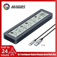 Universal M.2 Hard Drive Enclosure High-Speed + Digital Display+Cooling, SATA Protocol with Type-C USB 3.2 for Storage Expansion