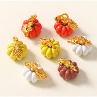 10pcs Cute Enamel 3D Pumpkin Charms for Bracelet Necklace Earring Kawaii Pumpkin Keychain Pendant DIY Jewelry Making