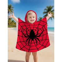 Red Cartoon Spider Printed Bathrobe Soft Bathrobe Super Absorbent Suit For Beach Pool Seaside Camping Gift For Boy or Girl