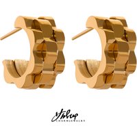 Yhpup – boucles d'oreilles géométriques, Texture métallique, acier inoxydable, plaqué or 18K, breloque minimaliste, tendance, bijoux classiques