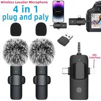 4 In 1 Wireless Lavalier Microphone 3.5mm Intelligent Noise-Reducing Mic For Iphone Android SLR Camera Loudspeaker Speake radio
