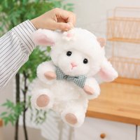 New 23cm Delicate Cute Baby Sheep Plush Toys Soft Fluffy Cartoon Bow Tie Little Doll Gentle Beautiful Kids Companion Nice Gift
