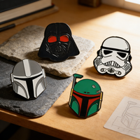 4pcs Sci-Fi Movie Star Wars Enamel Pins Set - Stormtrooper Darth Vader Boba Fett Helmet Badges Cool Collectible Brooches for Fan