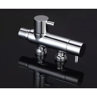 Dual Outlet Valve with Dual Switch Control - Chrome-Plated Metal Washing Machine Angle Valve, G1/2 Threads for US/EU Plumbing