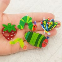 10pcs acrylic caterpillar butterfly strawberry pendant, DIY jewelry making earrings necklace keychain accessories