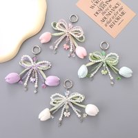 Tulip Pearl Bow Luggage Pendant Small Fresh Flower Mobile Phone Keychain Pendant Female