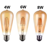 LED Edison Filament Light Bulbs Golden Art Lights ST64 Dimmable E27 110V 220V 2W 4W 6W 8W 2700K 360 Degree Energy Lamps