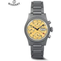 BODERRY Men Automatic Watch Pilot 38.5MM Chronograph Mechanical Wristwatch Titanium 10Bar Waterproof Sapphire Glass Luminous