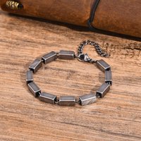 Vintage Geometric Chain Bracelet for Men Boys,Retro Silver Color Stainless Steel Square Wristband,Minimalist Simple Jewelry