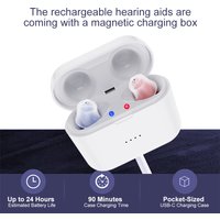 Mini Rechargeable Hearing Aids Adjustable ITE Tone Sound Amplifier Portable Deaf Elderly