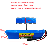 18650 rechargeable lithium battery with BMS protection board, lithium-ion battery pack 25.2V 6800mAh 6s2p , and charger