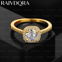18K Gold Plated Zircon Square Wedding Ring For Women Fashion Jewelry Classic Romantic Engagement Accessories