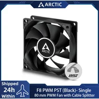 ARCTIC F8 PWM PST Black - 80 mm PWM PST Case Fan with PWM Sharing Technology (PST), Very Quiet Motor, Fan Speed:300-2000 RPM
