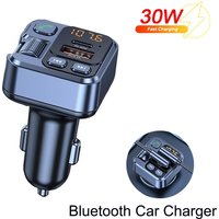 Bluetooth Car MP3 Receiver Cigarette Lighter Player Charger with USB-A and USB-C Fast Charging LED Display FM Transmitter