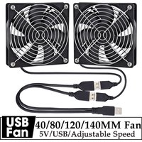 GDSTIME Dual 40mm 60mm 80mm 92mm 120mm 140mm 5V USB Fan w 2 in 1 USB Cable USB Controller For AV Receiver DVR and TV Box Cooling