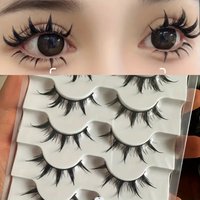 Anime-Inspired False Eyelashes, 5 Pairs Cartoon Eye Faux Lashes, Dramatic Demon Style Look, Volumizing & Lengthening