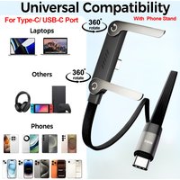Charging Cable 240w Data Wire With Adjustable Stand Cable Charger Type C For Phone Game 17-Inch Tablets Car Devices
