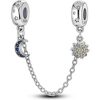925 Sterling Silver Star Moon Safety Chain Charms Bead Fit 3mm Original Bracelet DIY Women Exquisite Anniversary Jewelry Gifts