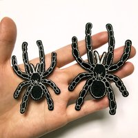 Halloween Spider Embroidery Iron on Patches for Clothing Cool Black Gecko Clothes Stickers Applique Badge on Backpack T-shirt