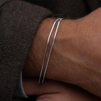 Silver Color Stainless Steel Square Snake Bone Chain Bracelet Titanium Steel Men Bracelet Retro Jewelry Trendy Accessories