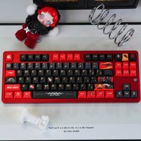Red Wolf Game PBT Keycaps,130 Keys Custom Cherry Profile Doubleshot Keyboard keycap Set For Mechanical Keyboard Cherry Mx Switch