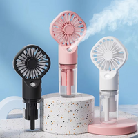 Portable Water Mist Fan Mini Spray Fan Handheld USB Rechargeable Humidifier Fan Summer Outdoor Water Replenishing 4 Speeds Fan