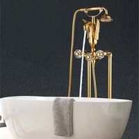 Tuqiu Gold Bathtub Faucet Set Floor Standing Bathtub Faucet Brass Antique Bronze Swan Bathtub Mixer Morden Style Bathroom Taps