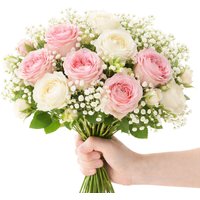 22pcs Mixed Artificial Flowers Bouquet Peony Babys Breath Fake Flower for Romantic Wedding Centerpieces Home Living Room Decor