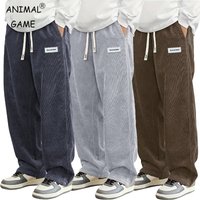 AliExpress Animal Game Mens Corduroy Casual Pants Fashion Loose Sport Pants Straight Sweatpants Elastic Waist Drawstring Outdoor Streetwear