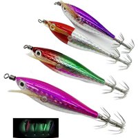 5.5G/7.5cm Laser Horizontal Shrimp Octopus Squid Hook Eight-Band Lure Fake Shrimp Wood Shrimp Simulation Luminous Fish