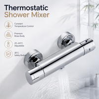 Mitigeur de douche thermostatique apparent pour baignoire, en laiton chromé, à température constante, avec 38 ° Verrou de sécurité anti-brûlure pour baignoire de salle de bain