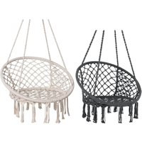 Outdoor Macrame Swing Chair Hammock Chair Hand Woven Rope Swing Y- Stop Hammock Chair for Home Bedroom Patio Deck Garden Indoor
