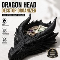 3D Printed Gothic Dragon Head Display Stand Dark Style Desktop Decor Jewelry Storage Organizer Home Ornament Shelf Holder Rack