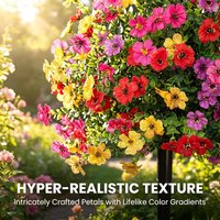 Hot Sale Artificial Flower,Artificial Petunias With Ground Stake,18" Outdoor Faux Flowers For Garden,Yard,Planter And Porch