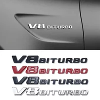 1pcs ABS V8 BITURBO Letter Logo Car Side Wing Fender Emblem Badge Sticker for C63S C63 E63 CLS63 V8 Biturbo Sticker Accessories