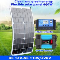6000W Solar Inverter Solar Panel System DC 12V To AC 110V-220V Solar Improved Sine Wave Converter Intelligent Battery Charging