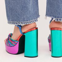 Summer European American New One Strap High Heels Platform Chunky Heel Colorful Straps Peep Toe Sandals Women image 4