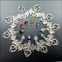 10Pcs Mixed Round Crystal Antique Silver Color Holy Dragon Charms Pendants 28x35mm