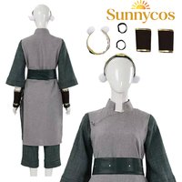Costume de cosplay Toph Beifong pour adulte, Avatar, le dernier des Benders de l'air, ensemble haut, pantalon et bandeau, pour Halloween et carnaval