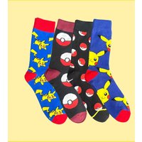 1/4 Pair Pack Pikachu Cartoon Cute Knit Knee-High Socks Unisex