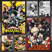 B-Bakugo Katsuki mMy Hero Academias Poster Versatile HD Waterproof Wall Art Self-Adhesive Decor for Any Space Ideal Gift