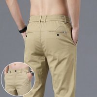 Good Quality Summer Thin High Stretch Men's Casual Pants Polyamide Fiber Slim Straight Business Elastic Waist Work Chino Trouser